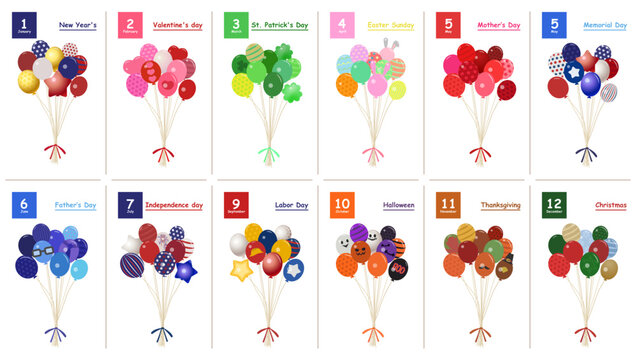 Balloon illustration set 01_American events - Powered by Adobe