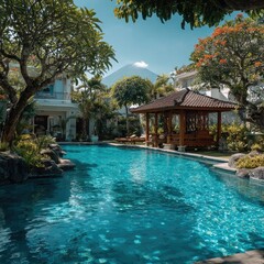 Fototapeta premium Resort Pool Under Sunny Sky