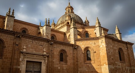 Fototapeta premium Ancient Spanish Cathedral Exterior Facade.