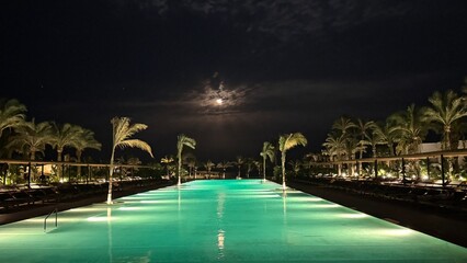 swimming pool at night