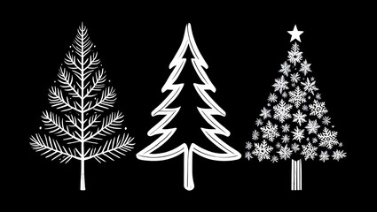 Obraz premium Christmas trees sketch on black