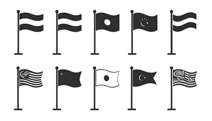Collection of black and white flags