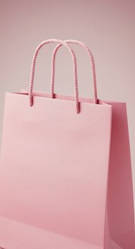 Pink Paper Shopping Bag, Empty, Studio Shot