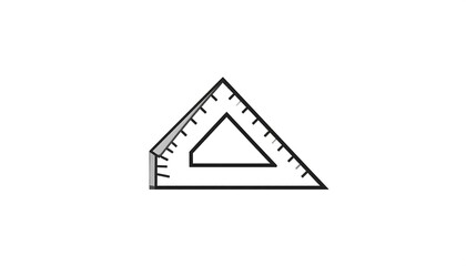Triangular ruler, geometry, education, white background, drawing