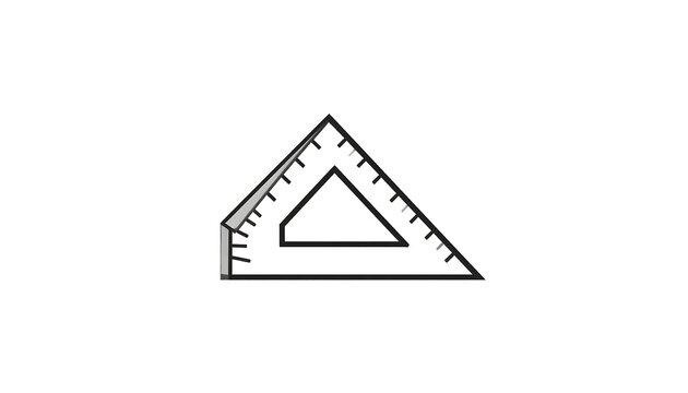 Triangular ruler, geometry, education, white background, drawing
