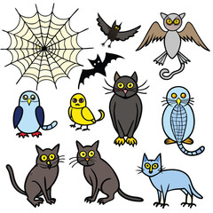 Spooky Halloween characters and spider web collection for festive celebrations and fun designs