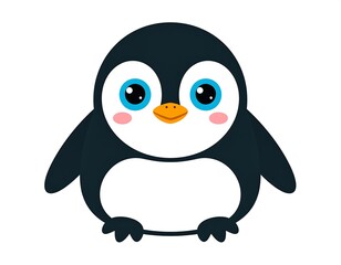 Obraz premium Cute penguin cartoon, white background, children's book