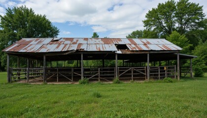 Fototapeta premium Rustic barn restoration project rural area architecture outdoor setting ground level sustainable design concepts