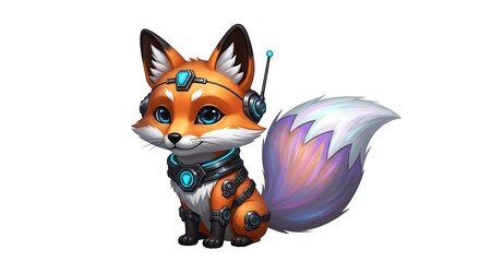Obraz premium Cute Futuristic Fox Character Design.