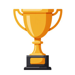 Flat Design Golden Trophy with Subtle Lighting on an Orange Background