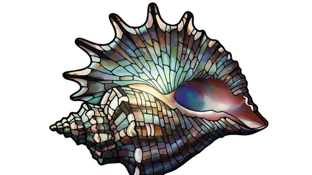 Colorful shell with intricate patterns and textures