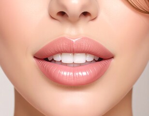 Naklejka premium Close-up of a woman's beautiful smile