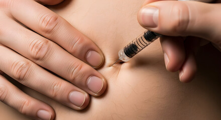 person injecting insulin into abdomen for diabetes treatment