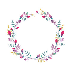 Watercolor hand-drawn flower garlands, floral patterns