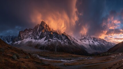 Majestic Mountain Peak Sunset Panorama