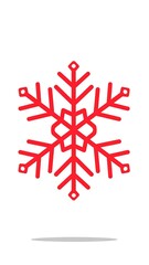 Red snowflake winter design, white background