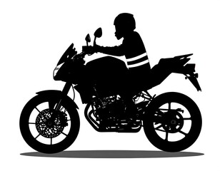 Fototapeta premium Rider silhouette, motorcycle, road, travel, illustration