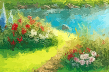 Various oil paintings, flowers, chrysanthemums, waves, lakes, ducks, tulips, waterfalls, swans, forests, scenery