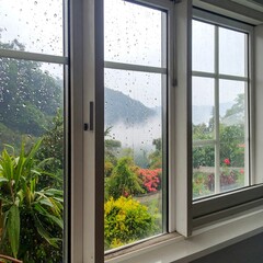 Fototapeta premium Rainy view from a window