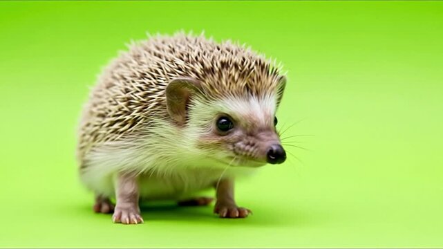 A charming hedgehog with spiky fur stands on its four legs, looking alert.