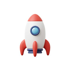 Cute 3d Cartoon Rocket Icon Ready for Launch on a Soft Pink Background