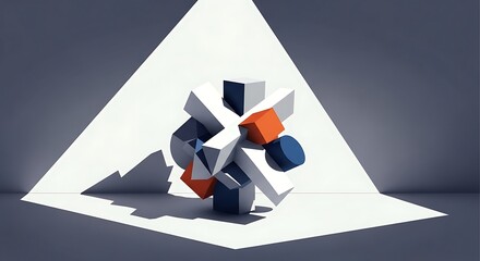 Abstract geometric structure in spotlight creates compelling visual interest