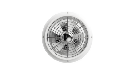 Round ventilation fan isolated on transparent background for air conditioning
