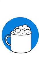 Frothy drink mug, kitchen, simple background, recipe illustration