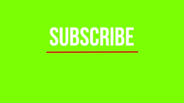 Animated YouTube Subscribe Button and Bell Icon on Green Screen