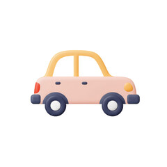 Playful 3d Cartoon Car Icon with Soft Glow on Gradient Background