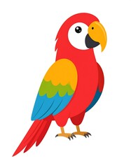 Fototapeta premium Colorful parrot illustration, tropical bird, white background, children's book
