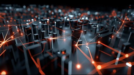 6G network infrastructure. Quantum communication. Holographic communication. Data Speed. Abstract digital cityscape with glowing connections and nodes. - Powered by Adobe