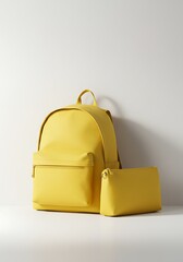 Mustard Yellow Backpack and Matching Pouch