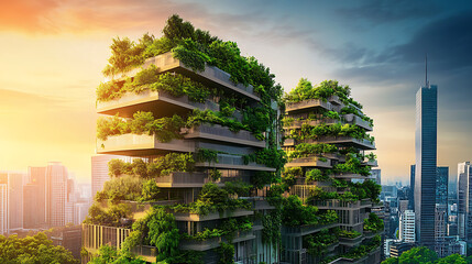 Innovative futuristic building with curved natural architecture high resolution picture