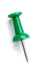 Green pushpin on white background (1)