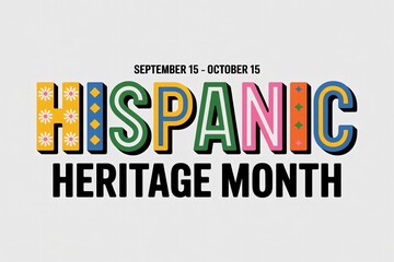 Celebrating hispanic heritage month from september 15 to october 15 with colorful typography design