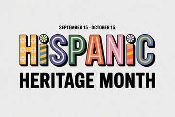 Celebrating hispanic heritage month from september 15 to october 15 with colorful retro typography