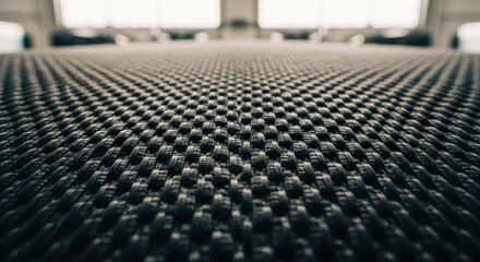 Naklejka premium Close-up of textured dark grid surface with soft background blur
