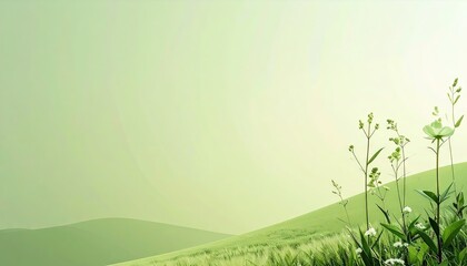 Obraz premium Soft Green Hill Landscape with Plants