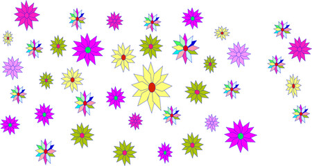 Set of colorful flowers, doodle art, hand-drawn, isolated white background, transparent