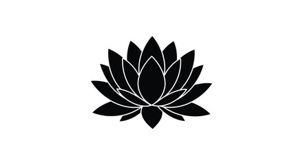 a black silhouette of a blooming lotus flower