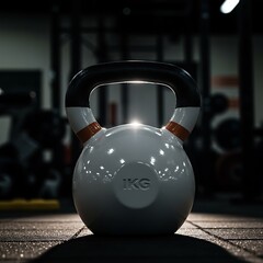 White Kettlebell Gym Floor Fitness Exercise Weight Training