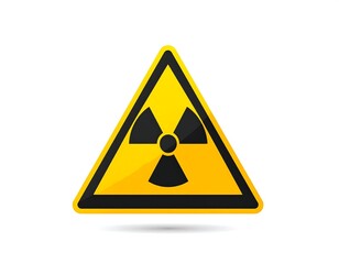 Fototapeta premium Yellow radiation warning sign, alert, white background, safety