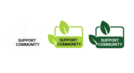 Support Community Emblem with Green Leaves and Badge Design.