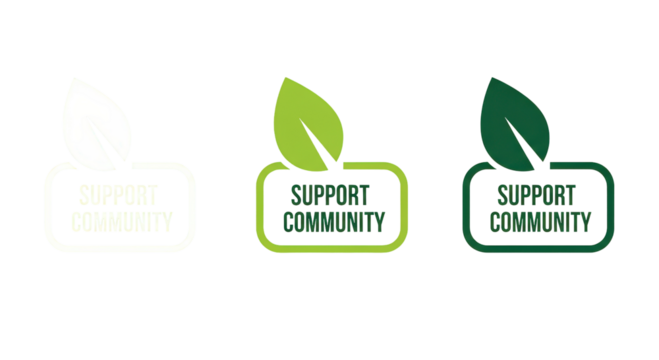 Support Community Logos with Green Leaf Symbolism.