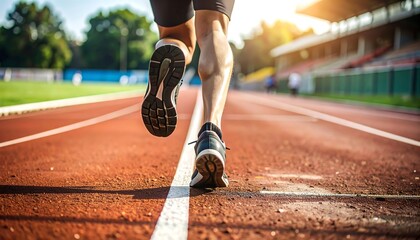 Runner's legs in motion on track