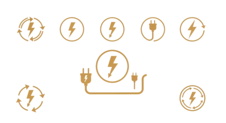 Electricity icons set power plug symbols collection.