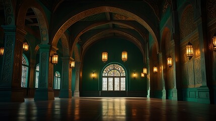 Obraz premium Cinematic wide angle interior shot of ornate architecture