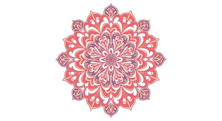 intricate floral design with vibrant red petals and symmetrical patterns