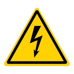 High voltage warning sign, safety, industrial, white background, caution